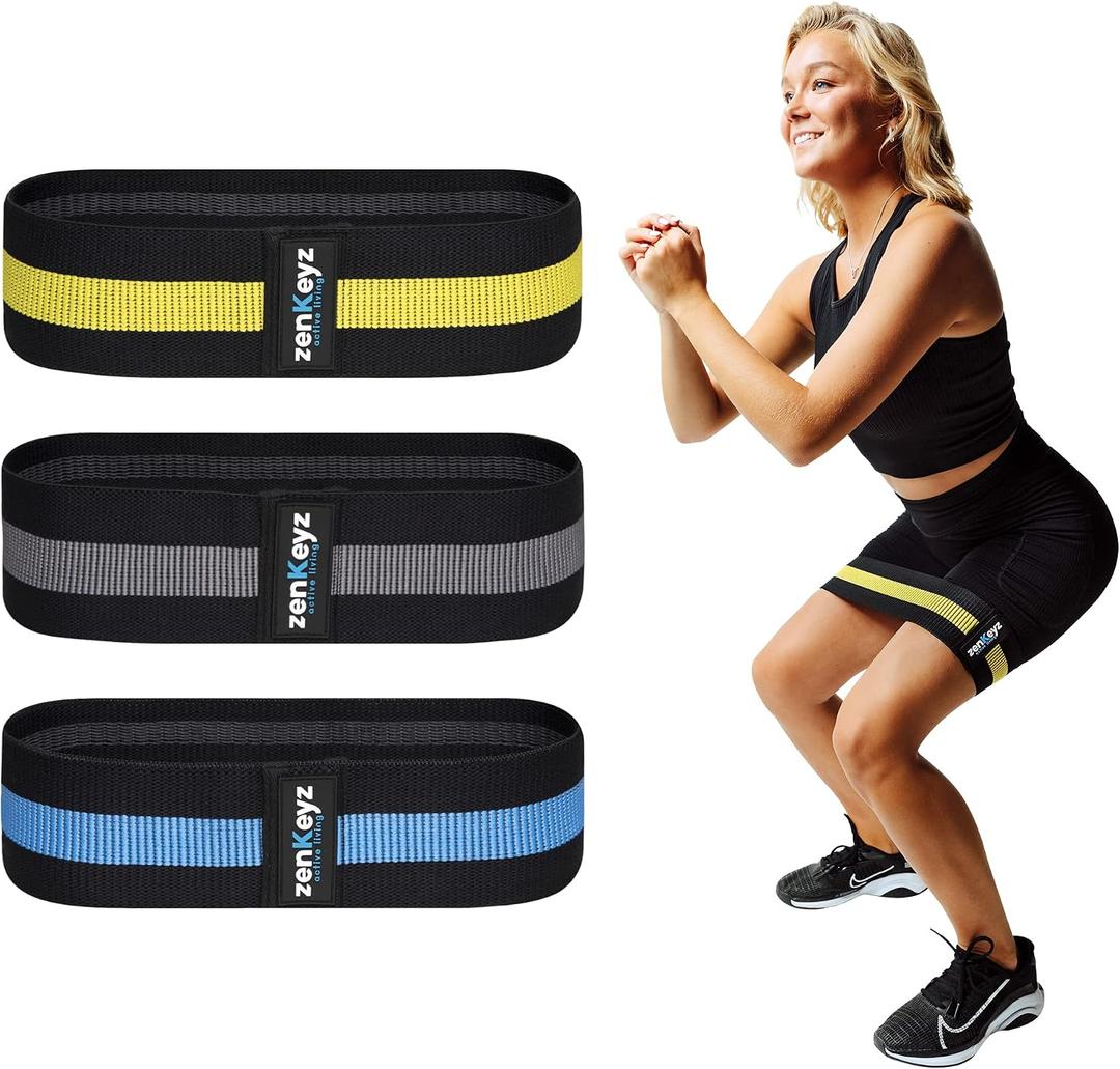 2 x Resistance Fabric Booty Bands- 3 Working Out Hip Stretch Bands for Legs, Butt, Glutes- Exercise Loop Band for Workout, Stretching, Warm-Up, Strength Training, Squats, Build Glute & Muscle, Women & Men