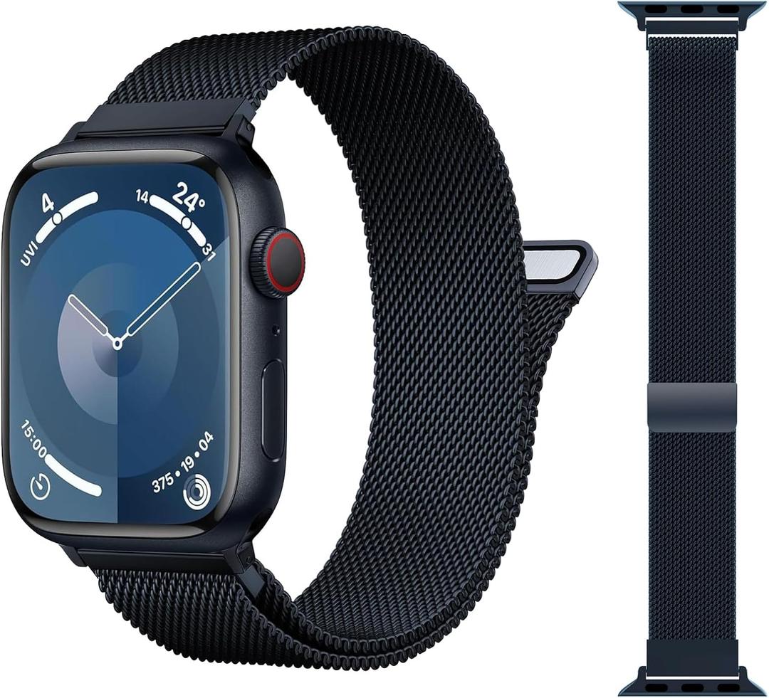 2023 Patented Milanese Loop Compatible with Apple Watch Band 38mm 40mm 41mm 42mm 44mm 45mm 49mm for Women Men, Magnetic Bands for iWatch Series 9 8 7 6 5 4 3 SE Ultra 2 1 (49mm/45mm/44mm/42mm,
