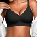 Wireless Jelly Bras for Women No Underwire with Support - S-2XL Seamless Bralettes Everyday Comfort Tshirt Padded Bra, L