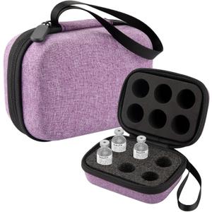 Mviioe Insulin Holder Fridge Storage Carrying Case, Peptide Case Insulin Vial Organizer Bag Fitting 10ml Vial Short Size, Removable Design with 2 Sizes Slot Foam(6 Slots) (Purple)
