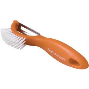 Rachael Ray Kitchen Gadgets Vegetable/Fruit Peeler with Brush, 3-In-1 Tool, Orange