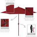 California Umbrella 9' Rd Sunbrella Aluminum Patio Umbrella, Crank Lift, Auto Tilt, Bronze Pole, Jockey Red
