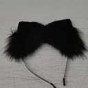 Edoneery Halloween Cat Fox Wolf Faux Fur Ears Headband, Handmade Hair Accessory for Adult Costume Cosplay & Fancy Dress Parties(Black)