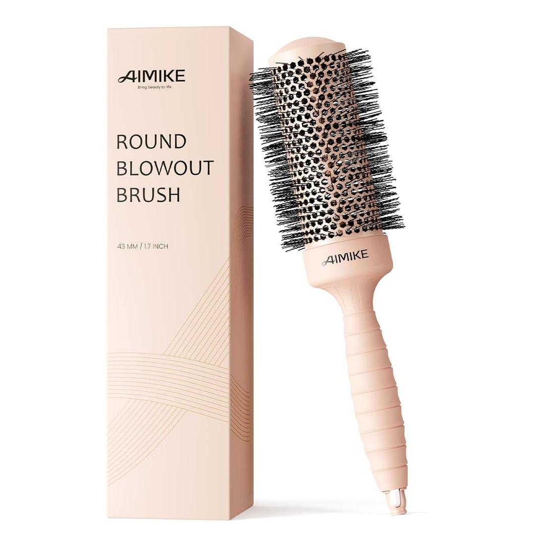 AIMIKE Round Brush, Medium Hair Brush w/Nano Ion Thermal Ceramic Tech, Professional for Blow Drying & Styling, Maximum Volume and Shine, 1.7 inch Barrel