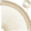 H&W 50pcs 4.7''L Golden Ring Loop Round Shape DIY Craft Wire Clip Table Card Holders Note Photo Picture Memo Holder Metal Clamp for Party Birthday Office DIY Cake Topper(WE5-D1)