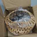 Plug in Pendant Light Rattan Hanging Lamp with Switch, Mini Rattan Boho Semi Flush Mount Ceiling Light, Hand Woven Hallway Light Fixtures for Bedroom Entryway Kitchen (1 Pack Brown)