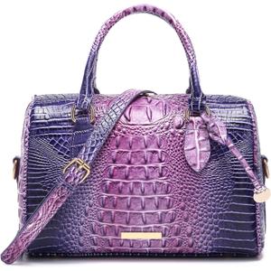 Top-Handle Crocodile Purses For Women Crossbody Leather Bags Trendy Large Capacity Tote with Shoulder Strap (1-colorful Purple)