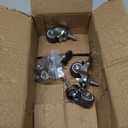 4Pcs 1.5 Inch Heavy Duty Caster Wheels Swivel Casters with Brake and M8 Threaded Stem, Loading 50kg/110lbs Black Rubber