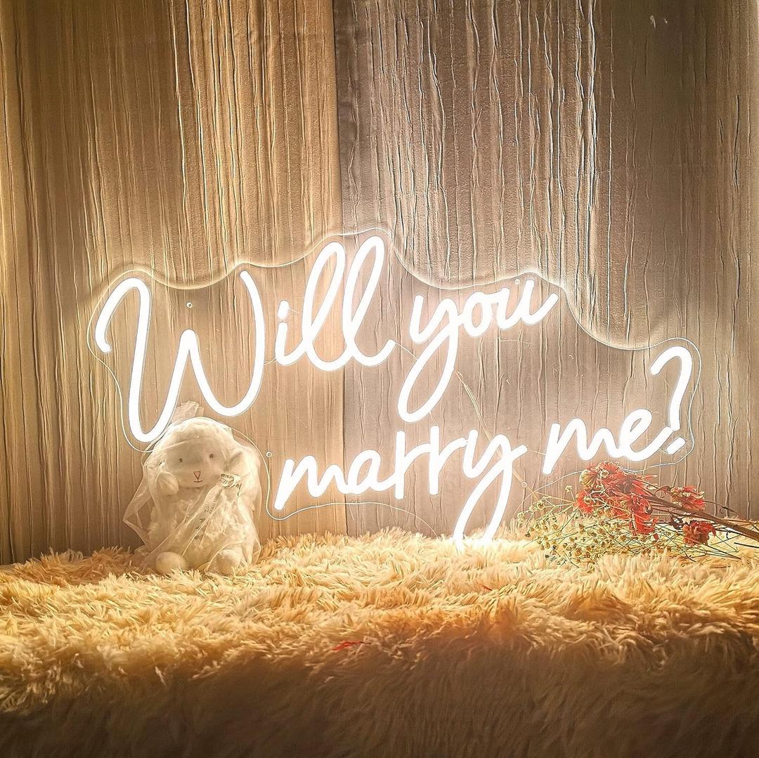 Will You Marry Me Neon Sign 25.2"15" Warm White with Lights for Proposal Wedding Decorations Large Marry Me Sign for Engagement, Romantic Neon Sign Wall Art for Wife (25 x 15)