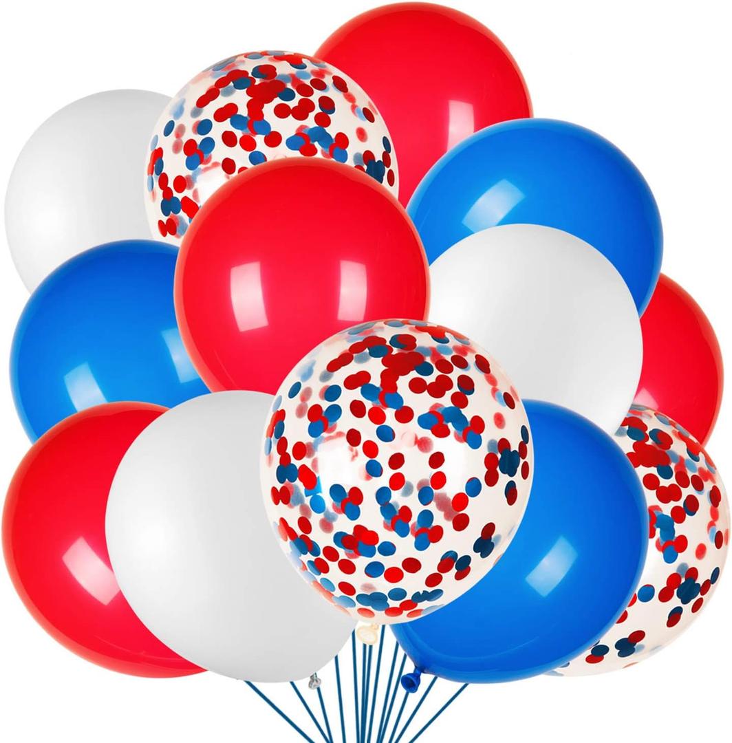 JOYYPOP 80Pcs Red White and Blue Latex Balloons with Confetti Balloons for 4th of July Decorations Independence Day Patriotic Anniversary, 81 Piece Set