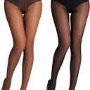 MERYLURE Sheer Black Tights for Women T-Crotch 20D Ultra Thin Pantyhose High Waist Stockings Reinforced Toes 2 Pairs (Medium)