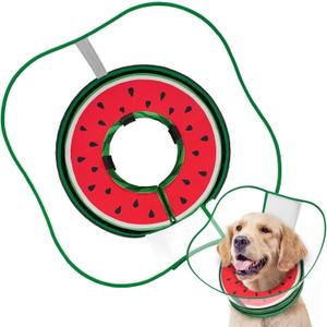 Sponge Dog Cone Collar, Dog Recovery Collar Alternative with Detachable High Clear Shield, Adjustable Soft Neck Cone for Small Medium Large Dogs, Stop Licking After Surgery (Watermelon,XXL)