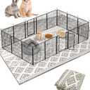 BNOSDM 79"" X 55"" Washable Bunny Cage Liners Large Rug for Rabbits Large Non Slip Pad for Bunnies Resuable Rabbit Liner for Chinchillas Cats Guinea Pigs Ferrets Dogs, Black+grey