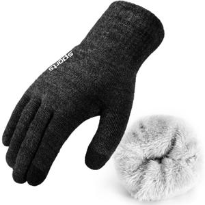 Premillow Winter Gloves for Women Men - Thermal Fleece Liner With Touchscreen, Warm Knit Winter Gloves for Cold Weather