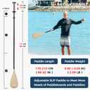 SUP Paddleboard Paddle, Adjustable Stand-Up Paddle Board Paddle | Premium Carbon Fiber Shaft and Enhanced PP Blade, 66-82" (170-210 cm), Bamboo Pattern