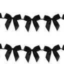 2pcs Bow Garland Banner, Ribbon Bow Party Decorations for Baby Shower Girls Bow Coquette Birthday Party Decor (Black)
