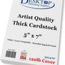 Premium White 5" x 7" Cardstock - 120lb Cover Ultra Thick Artist Drawing Quality Eggshell Finish - For Invitations, Postcards, Sketching, Charcoal, Watercolor, & Painting (100 Sheets)