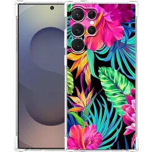 Hibiscus Flower Case for Samsung Galaxy S25 Ultra,Aesthetic Tropical Floral Plant Pattern,Trendy Soft TPU Bumper Case for Galaxy S25 Ultra