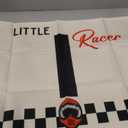 Little Racer Black and White Checkered Boys Room Decor - Linen Banner Wall Hanging Canvas Banner Flag Decor for Toddler Boy Bedroom Nursery Playroom