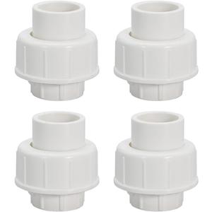1/2" PVC Union Coupling Pipe Fitting PVC Adapter Schedule 40, EPDM O-Ring, 1/2 inch Slip Coupling Fitting (Socket x Socket), 4 Pack, White