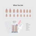 BTArtbox Almond Press On Nails Medium - Lamp-Curable Cat Eye Press On Nails with Glue for Women, Semi-Transparent Soft Gel Glue On Nails in 15 Sizes - 30 Stick On Nails Kit, Sunlit Shimmer