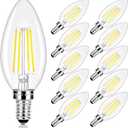 LED Candle Bulbs 40W Equivalent, E12 Candelabra Light Bulbs 4W 470Lm Clear Edison LED Bulb, Daylight White 5000K B11 Classic Bright Filament Bulbs, Dimmable Decorative Bulb for Lamps, Pack of 10