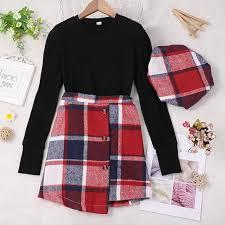 WDIRARA Women's Plaid Button Front High Waist Split Hem Skirt Casual Zip Back Skirts Size S
