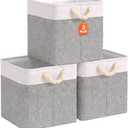 Livole 13x13 Cube Storage Bins Fabric Storage Bins with Rope Handles