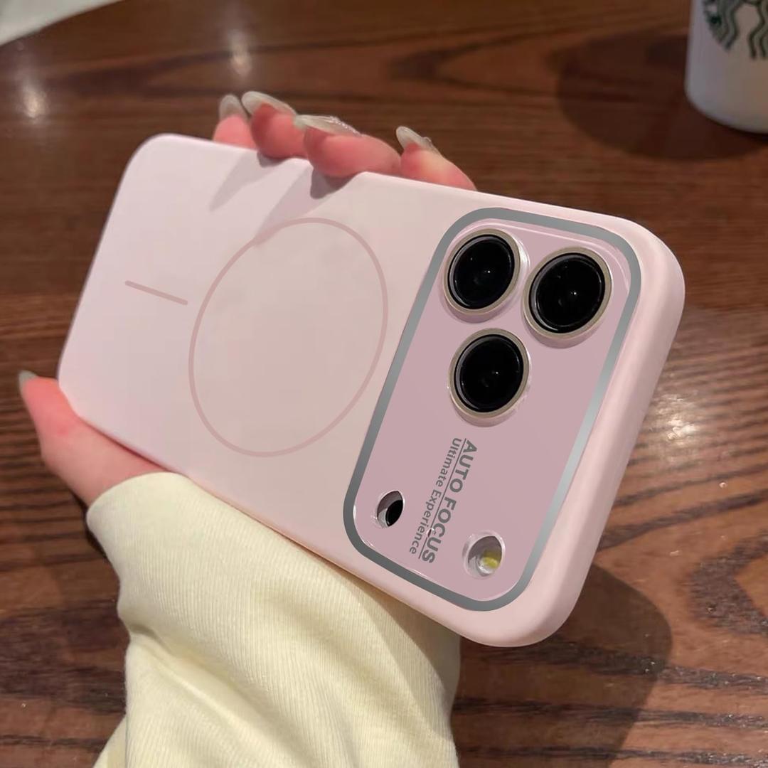 Misscase Magnetic Silicone Case for iPhone 17 Pro with Camera Lens Protector, Compatible with Magsafe, Smooth Shockproof Anti-Scratch, Microfiber Lining Inside Phone Case-Pink