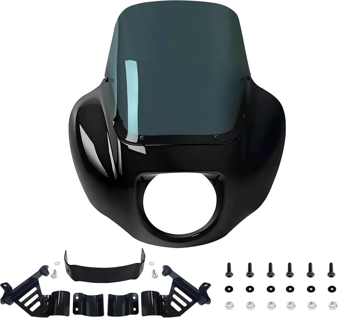 FATECIM Headlight Quarter Fairing with 13" Smoke Windshield & Bracket Mount For Harley 2018-2020 2025 Street Bob FXBB, 2021-2024 Street Bob 114 FXBBS, 2020-2024 Softail Standard FXST