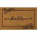 2 Pcs Fall Door Mat Hello  Non Slip Coir Mats Thanksgiving Black White Plaid Harvest Floor Layering Doormats Seasonal for Front Porch Entryway Decor