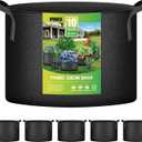 iPower 5-Pack 10 Gallon Plant Grow Bags Thickened Nonwoven Aeration Fabric Pots Heavy Duty Durable Container, Strap Handles for Garden, Black
