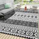 Outdoor Rugs, Outdoor Plastic Straw Rug, Reversible Waterproof Carpet for Camping, Poolside, Garden, BBQ Area, Gazebo Flooring, RV Park & Beach, Geometric Style, 8x10 (Boho - Grey)