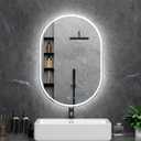 Oval LED Bathroom Mirror, 26"x 38" Frameless LED Mirror with Front Light and Backlit, Anti-Fog, Dimmable Modern Wall Mounted Lighted Mirror, Pill-Shaped Smart Mirror Bathroom