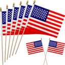 WEITBF 12Pcs 812 Inch Small American Flags on Stick Mini USA Flags US Handheld Flag Outdoor Decorations