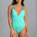 Sunshine 79 Women's Standard Over The Shoulder Plunge One Piece Swimsuit (Green)