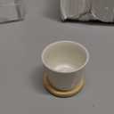 T4U 2.5 Inch Mini White Succulent Planter Pots with Bamboo Tray Round Set of 24, Tiny Ceramic Succulent Air Plant Flower Pots Cactus Faux Plants Containers, Gifts for Plant Lover, Home and Office Decor