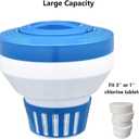 Floating Chlorine Dispenser, Pool Spa Chlorine/Bromine Floater,7" Large Capacity Floating Chlorinator & Bromine Holder Fits 3 Inch Chemical Tablets（Collapsible）