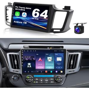 Android 15 Car Radio for Toyota RAV4 2013-2018: 10.2'' 4GB+64GB Car Stereo Upgrade Wireless CarPlay & Android Auto with WiFi 6, Bluetooth, GPS, FM/RDS, EQ, SWC, 1080P Backup Camera