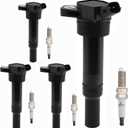 HQPASFY UF651 Ignition Coil Packs & Iridium Spark Plugs Set Compatible with Hyundai Tucson, Hyundai Elantra, Kia Forte, Kia Soul (1.8L 2.0L ONLY), Replace# 5C1861, C1804, 1788511, 273002E000
