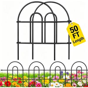 AMAGABELI 35 Panels 18in(H)50ft(L) Decorative Garden Fence No Dig Rustproof Metal Pre-Linking Fence Panels Garden Edging Border Animal Barrier Fencing for Flower Beds Yard Patio Outdoor Decor Black