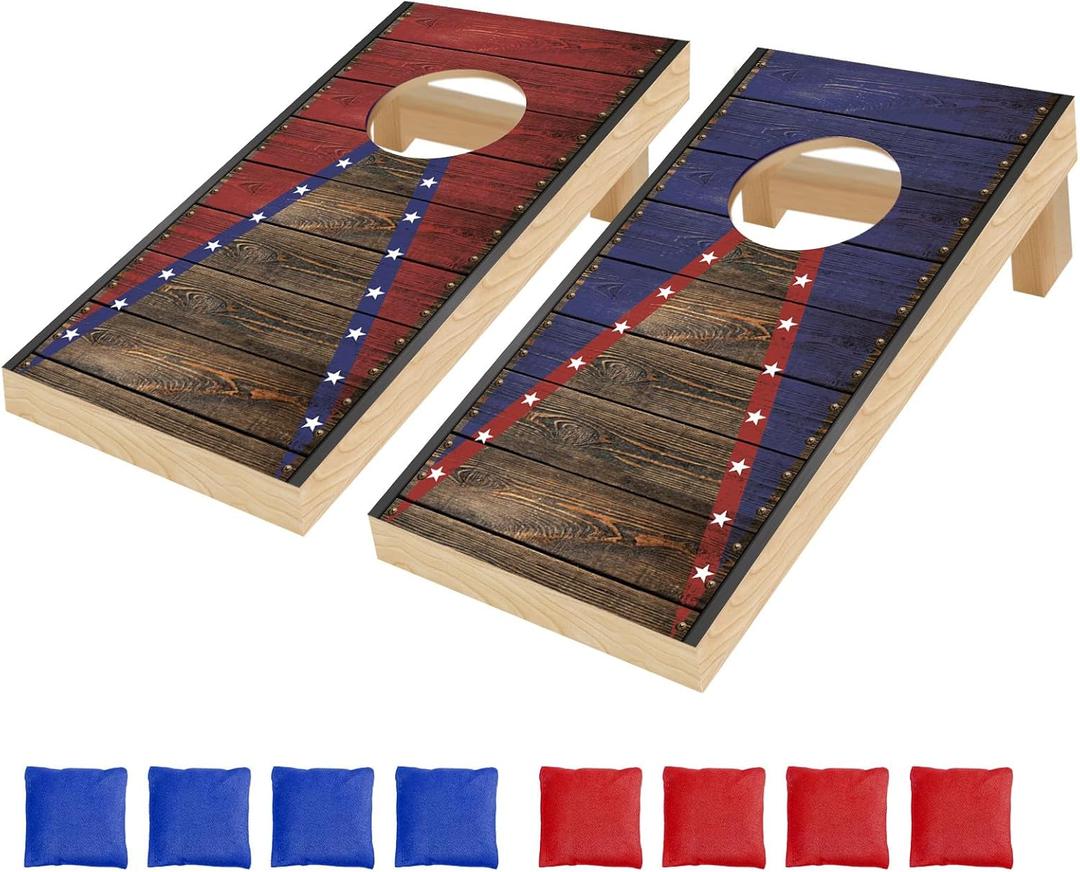0.8x0.4 ft Cornhole Board Set, Corn Hole Games for Adults with 8 Bean Bags, Portable Cornhole Game, Corn Hole Boards Set for Party