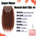 Clip in Hair Extensions Real Human Hair 120g 6pcs Deep Water Wave Curly Human Hair Extensions Double Weft Super Wave Clip ins for Women (33#, 20 Inch)