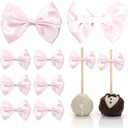 Baby Pink Self Adhesive Satin Ribbon Bows for Gift Wrapping 3.5 Inch Premade Light Pink Stick on Bows for Crafts, Wedding Decor, Party Decoration, Baby Shower, Christmas Tree (36 Pack)