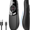 Rechargeable Wireless Presentation Clicker with Red Laser Pointer and Battery & Timer Display, Powerpoint Clicker for PC Mac Keynote Google, Presenter Remote PPT Remote for Powerpoint Presentations