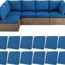 HEBE Stretch Patio Cushion Covers Set 12pcs,Waterproof Outdoor Couch Covers Replacement,Washable Reusable Seat Cushion Slipcovers for Patio Furniture Protector,Chair Cushion Cover