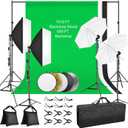 7x10ft Photography Lighting Kit with 3-Color 6x9ft Backdrops, Umbrella & Softbox Continuous Lighting with 50W LED Blub, 5 in 1 reflectors for Photo Studio Portrait Video Recording