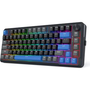 Redragon K681 Wireless Mechanical Keyboard, Gasket Mounted RGB Gaming Keyboard with Volume Knob, MDA-Profile, Pre-Lubed Linear Switches, 81 Keys 75 Tri-Mode Hot Swappable for PC/Xbox/Ps4/5 (Blue)