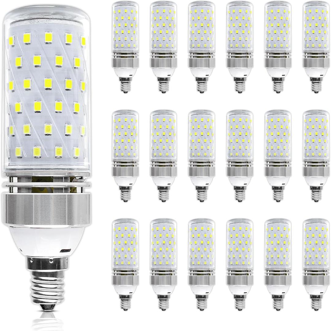 Super Bright E12 LED Bulbs, 16W 1500LM E12 Bulb, Nature White 4000K Lights, CRI80+, 120W Incandescent Bulb Equivalent, E12 Base Non-Dimmable LED Lamp, 18 Pack