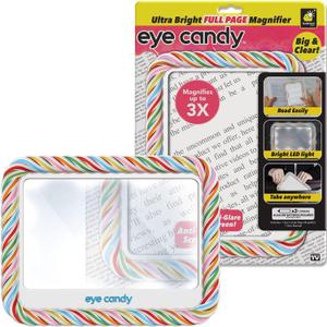 Eye Candy Ultra Bright Full Page Magnifier and Book Light, As Seen On TV Anti Glare Reading Light Makes Pages 3X Bigger with Dimmable Brightness (8.75 in. x 6.75 in.)